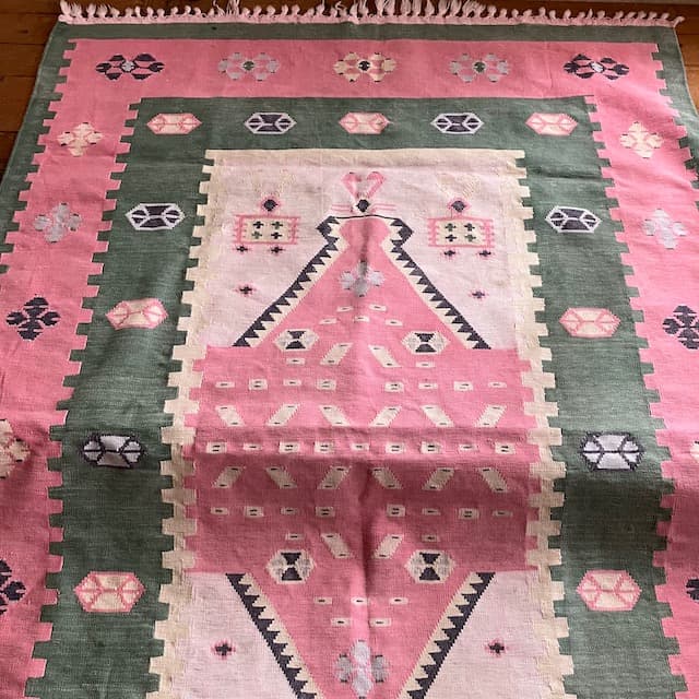 ヴィンテージ オールド キリム ラグ マット 絨毯 手織 古道具 手織り 幾何学