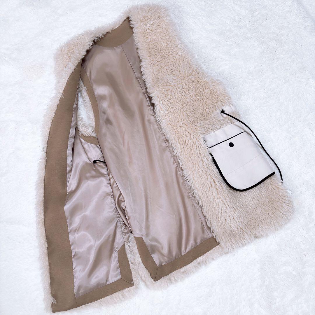 Design aera エコムートンファーベスト.*˚‧新品未使用品