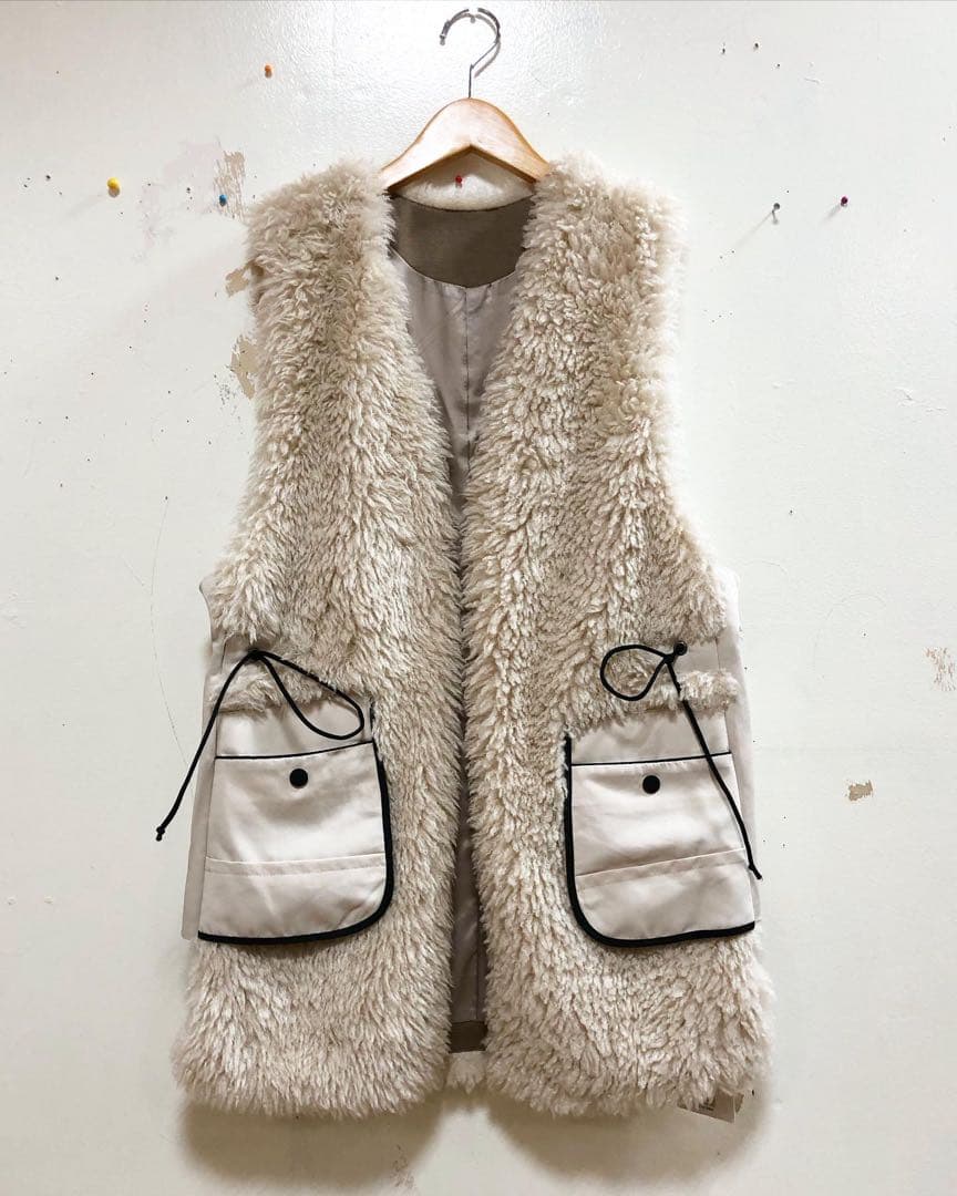 Design aera エコムートンファーベスト.*˚‧新品未使用品