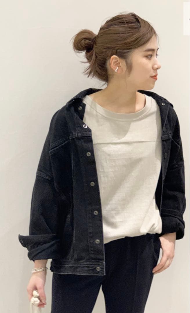 AP STUDIO ブラックオーバーサイズデニムジャケット