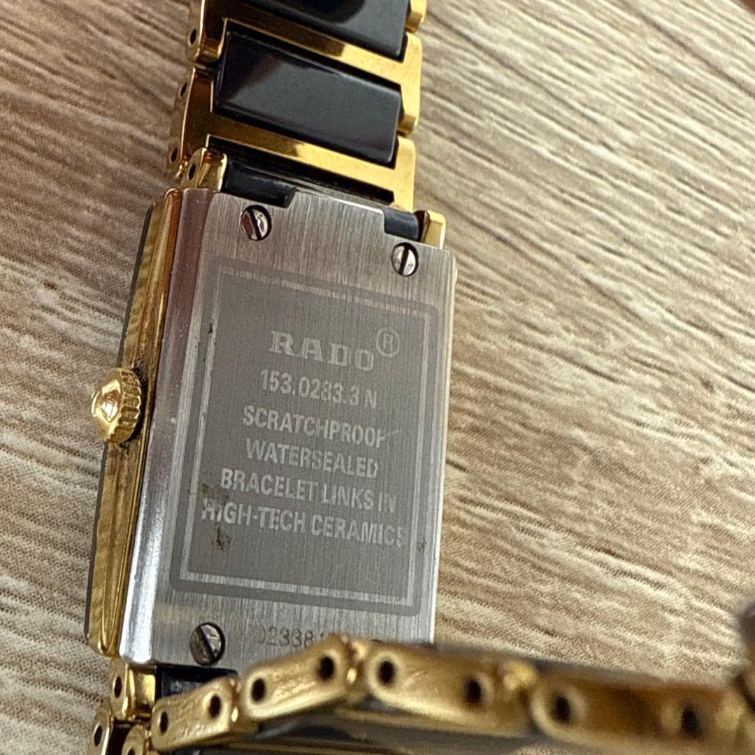 ラドージュビリークォーツレディース 腕時計セラミックゴールドGP 4Pダイヤ入り