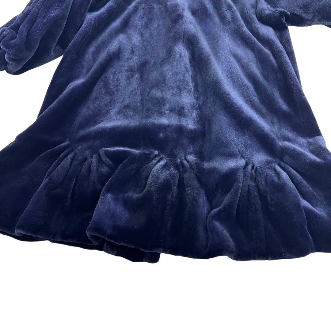 裾周り210 ミンク シェアード パープル コート フレア デザイン◎ XL相当