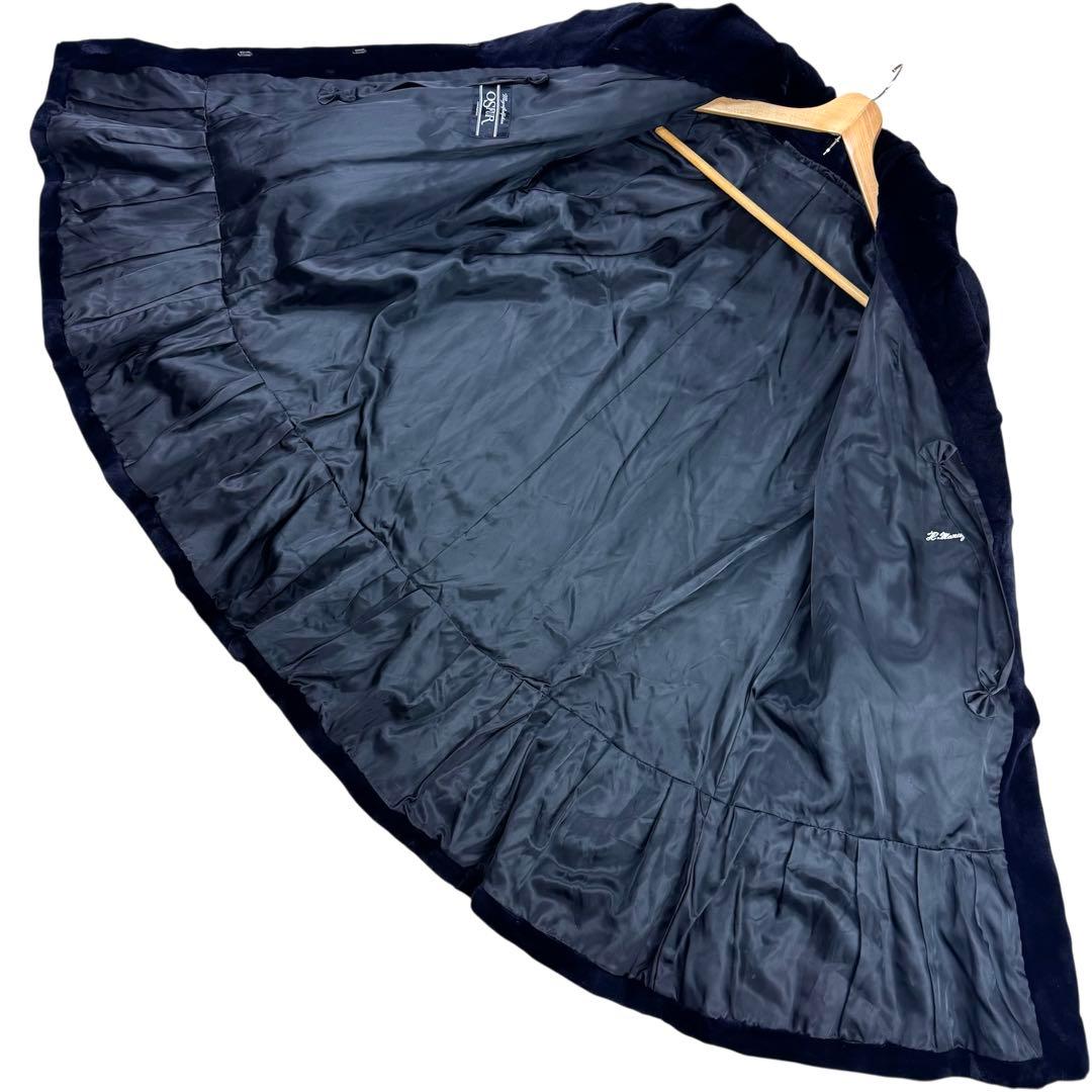 裾周り210 ミンク シェアード パープル コート フレア デザイン◎ XL相当