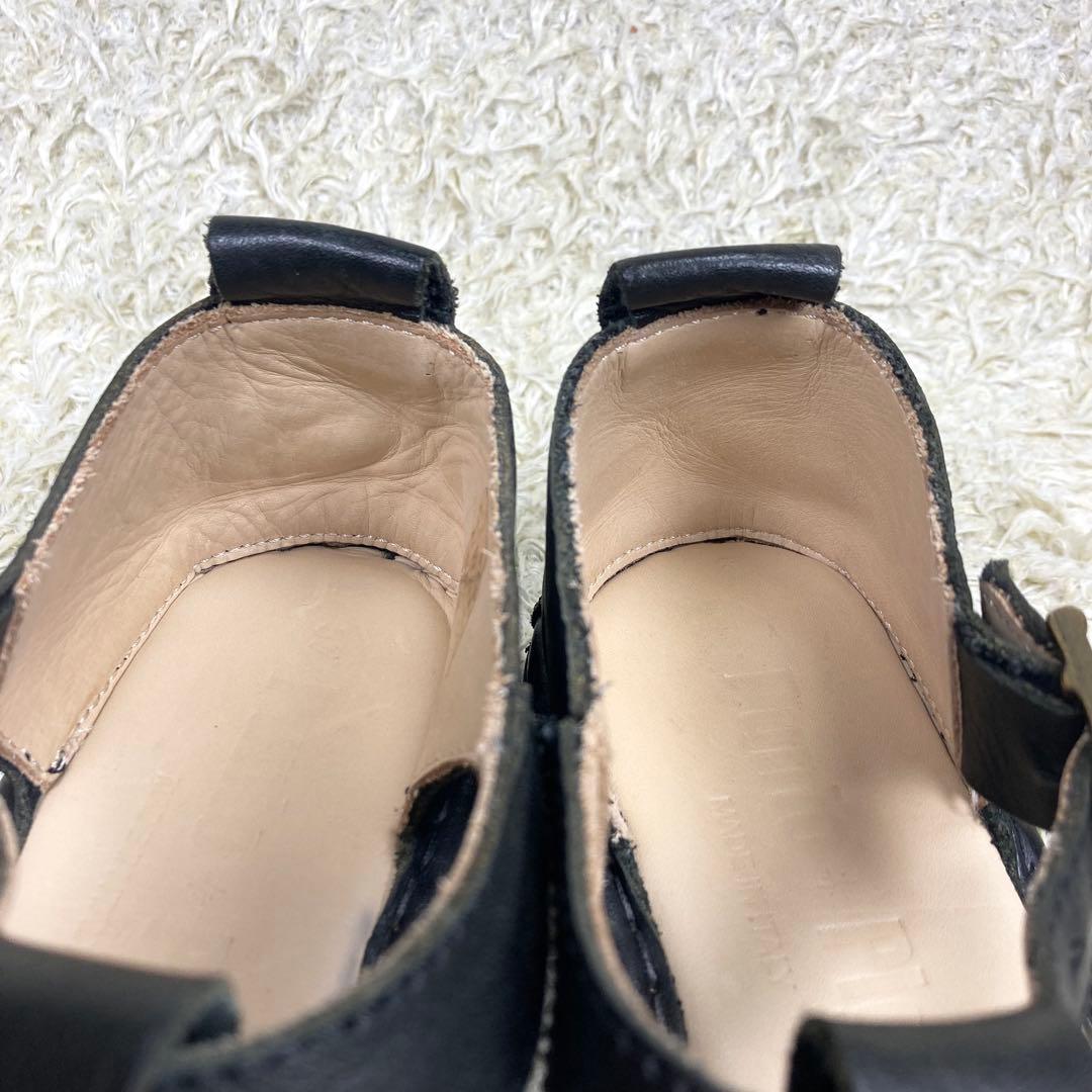 『美品』PUNTO PIGRO Tストラップ レザーシューズ ブラック レザー