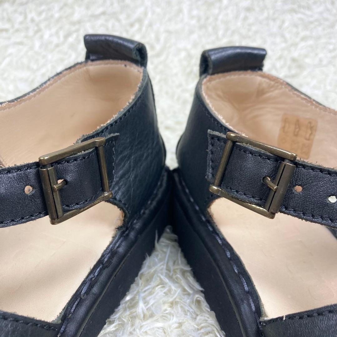 『美品』PUNTO PIGRO Tストラップ レザーシューズ ブラック レザー