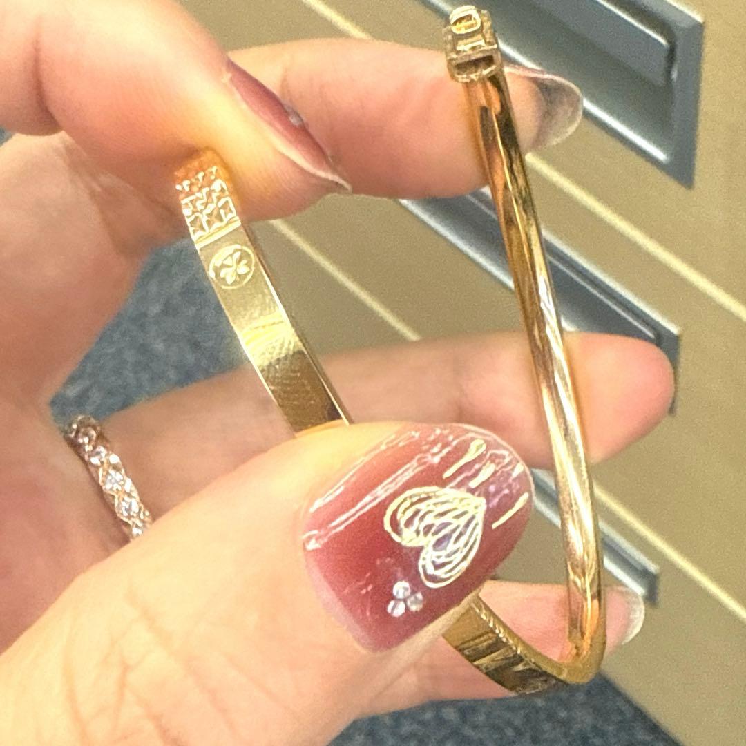 専用　中古　AU750 ピンクゴールド　バングル　菱形リング　2点セット