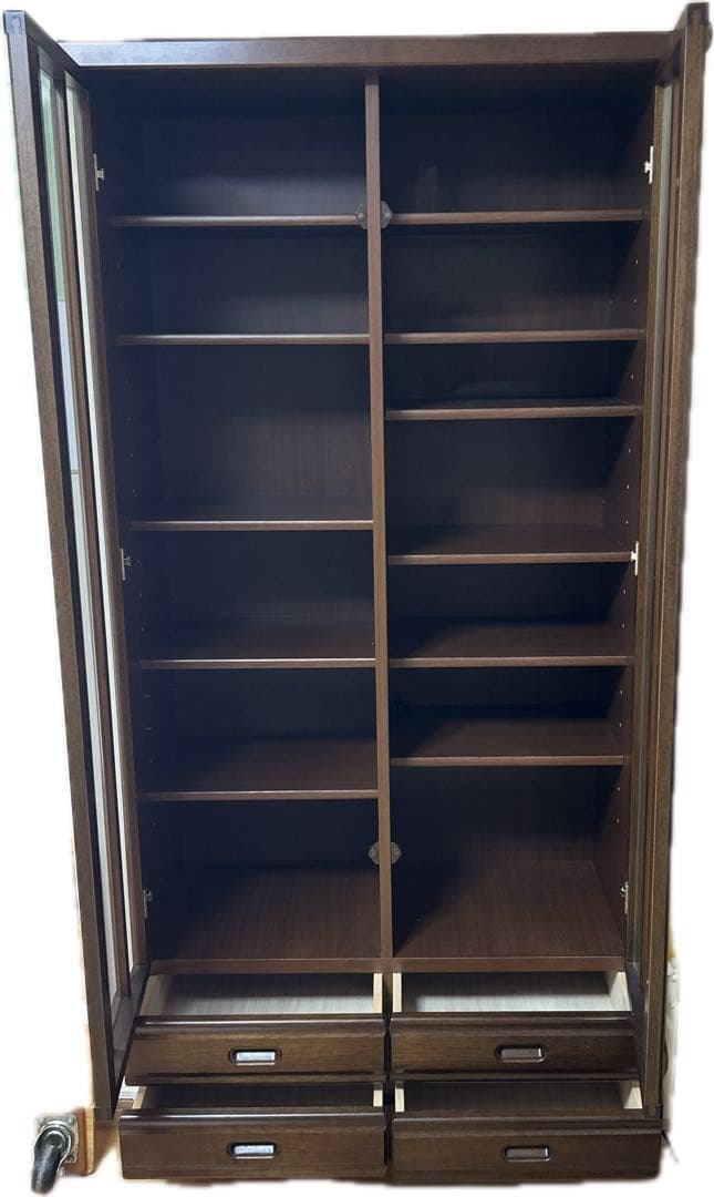 値下げ　ダークブラウン 本棚　扉付き