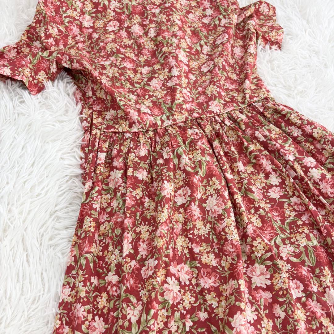 美品　ローラアシュレイ　ロングワンピース　花柄　ギャザー　プリーツ　ビンテージ