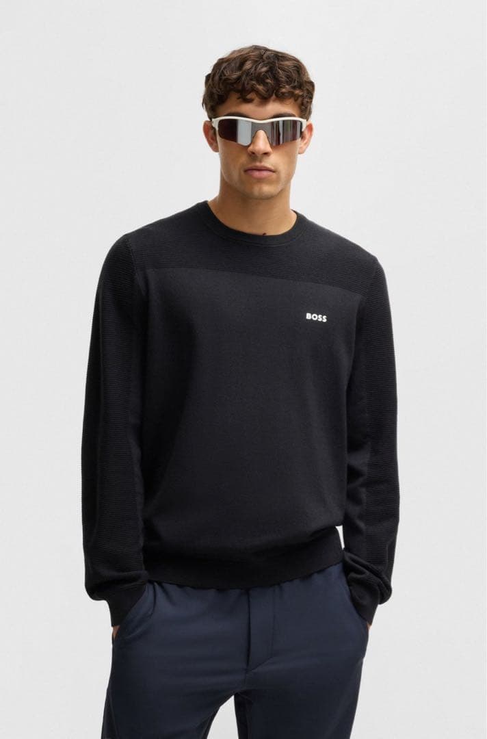 BOSS ロゴ クルーネックセーター ドライフレックスファブリック