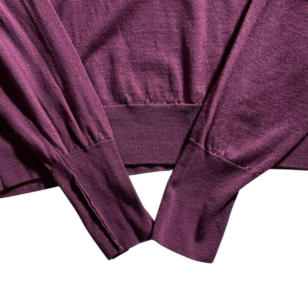 【極美品】ジョンスメドレー メリノウール ニットポロ L 英国製 パープル