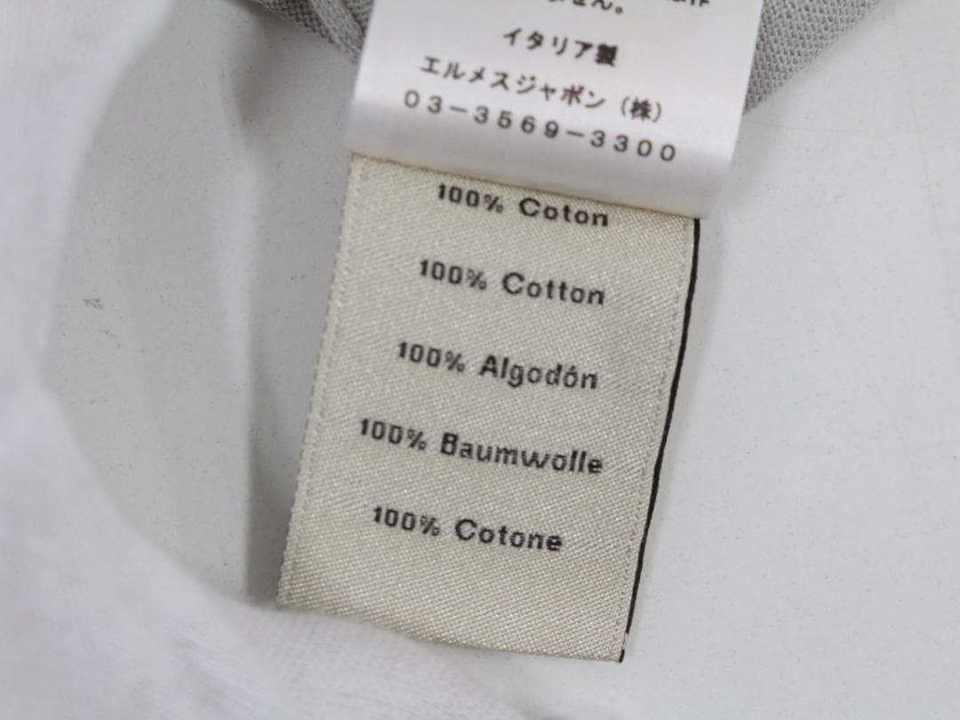 ▲HERMES エルメス クルーネックニットセーター コットン ライトグレー