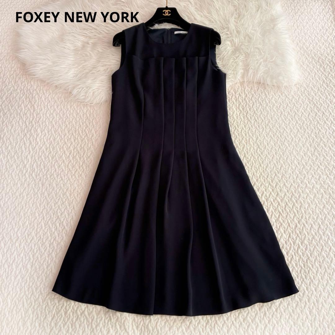美品♡フォクシーニューヨーク　プリーツタックワンピース　ネイビー　40
