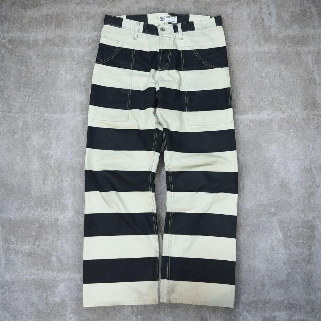 【古着】ロードランナー　プリズナーパンツ　囚人パンツ　ボーダー　ブラック　黒