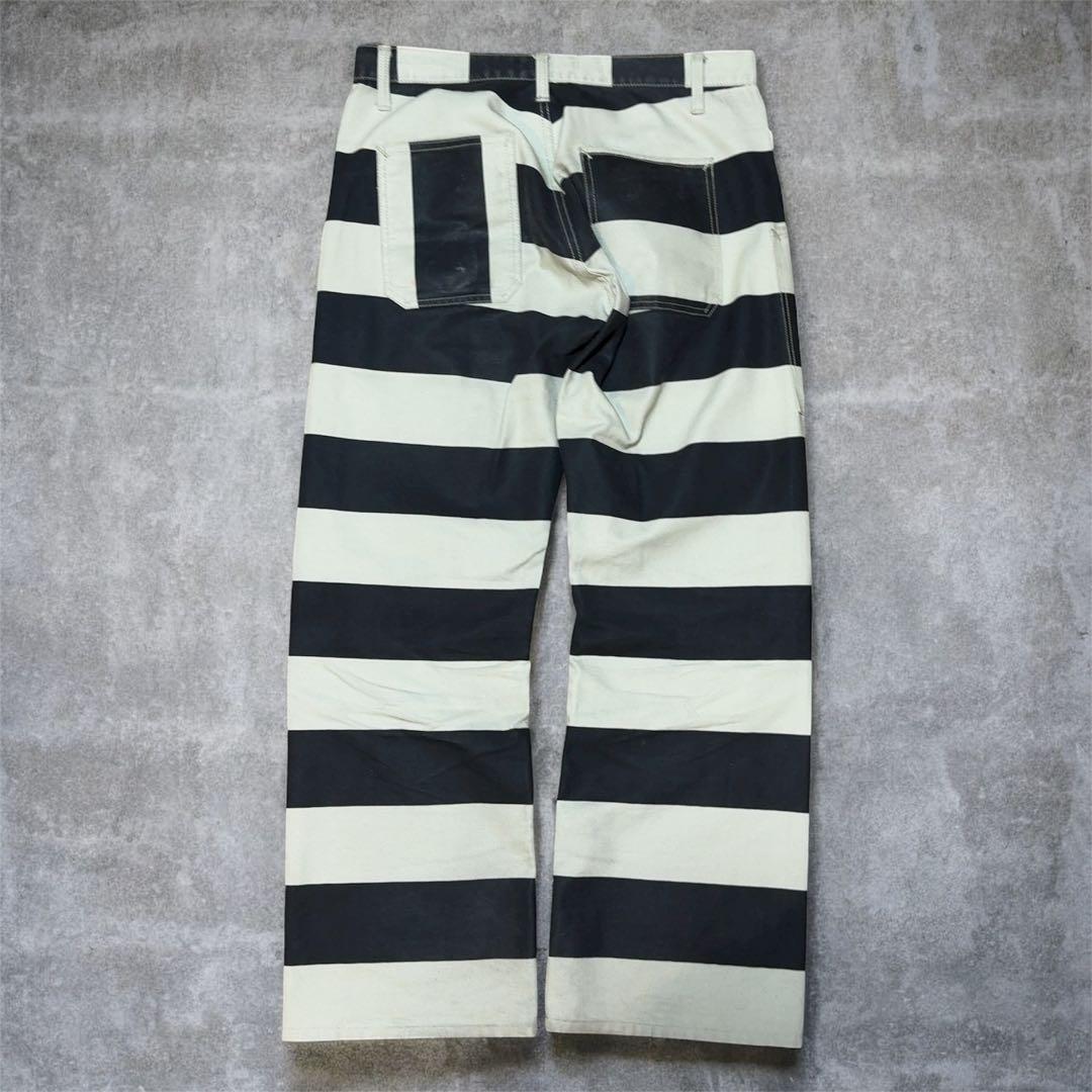 【古着】ロードランナー　プリズナーパンツ　囚人パンツ　ボーダー　ブラック　黒
