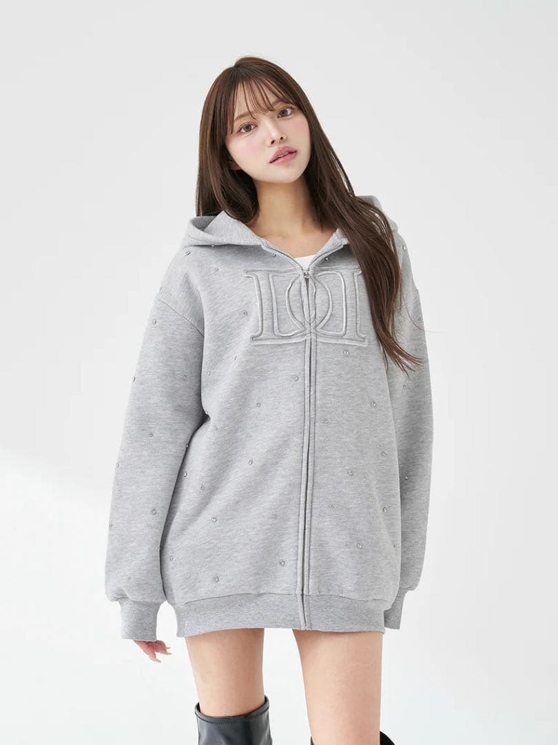 ♡ ダーリッチ Darich ♡ DDロゴビジュージップパーカー グレー 未開封