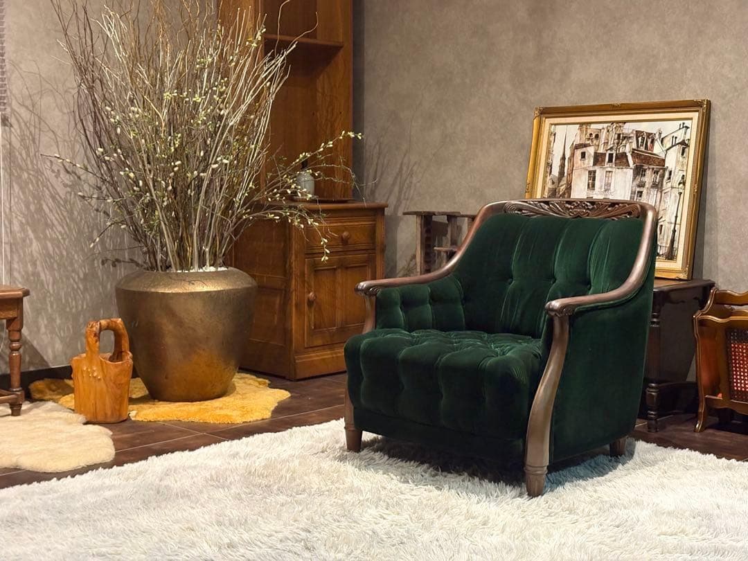 maruni マルニ木工　一人掛けソファ　ボタンダウン　ファブリック　IG