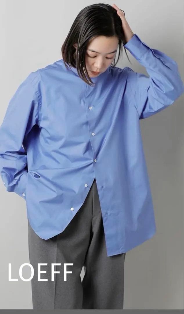 LOEFF（ロエフ）コットン ブロード バンドカラーシャツ