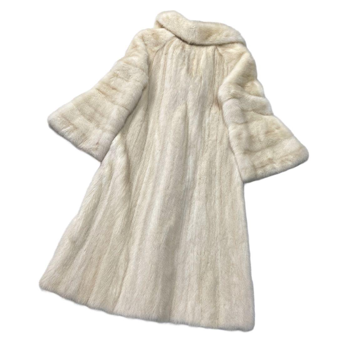 総丈108cm　パールミンク　ロング丈　ファーコート　Lサイズ相当　なめし柔らか