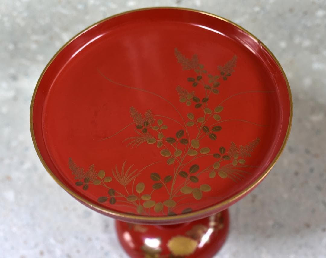 大型蒔絵高杯　木製　菓子器　お茶道具