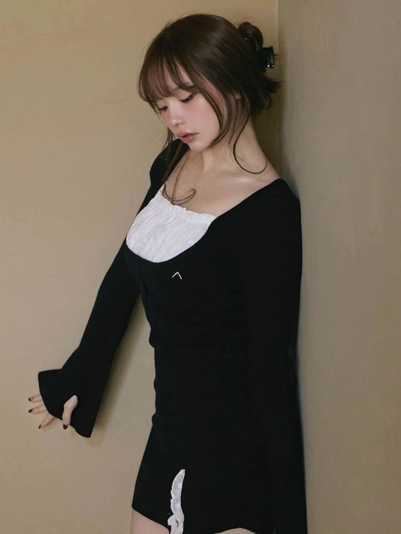 ワンピース andmary Poppy lace mini dress black