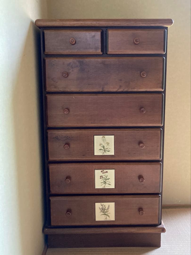 木製チェスト 7段 タンス　箪笥　ハイチェスト