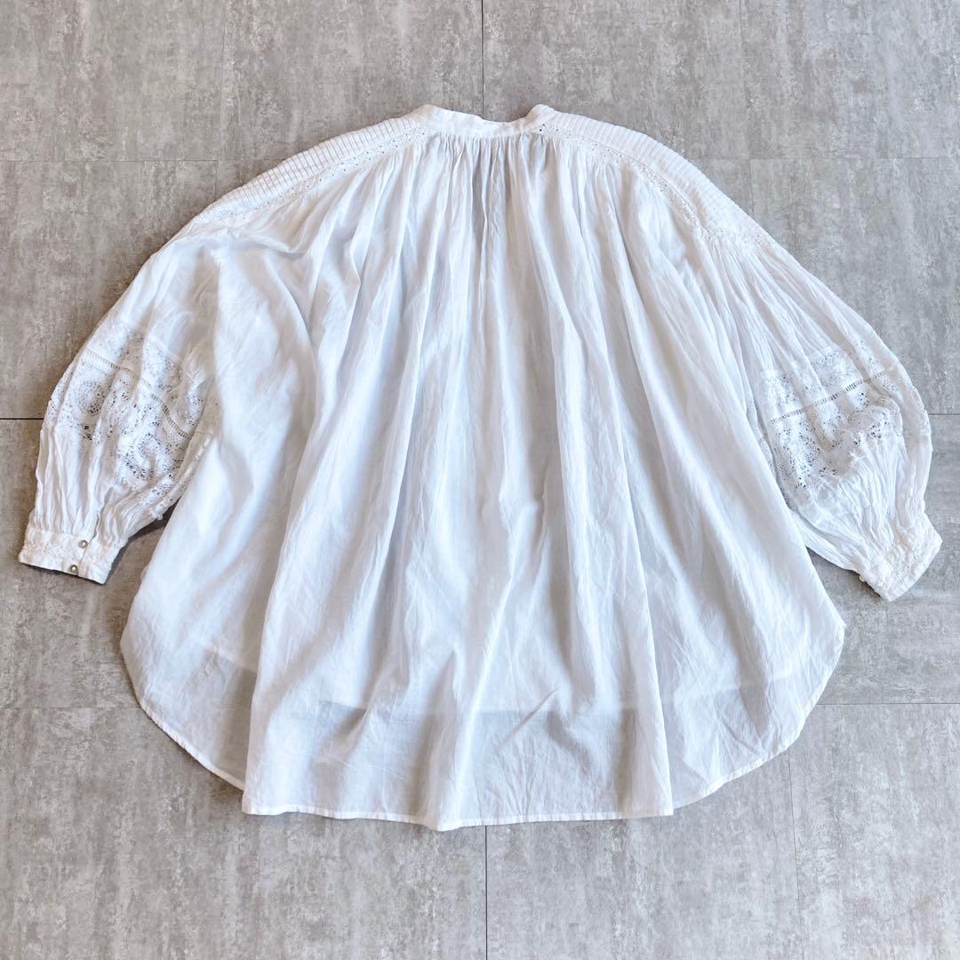 定価2万　未使用級⭐️ヌキテパ コットンボイル レースブラウス　白　Fサイズ