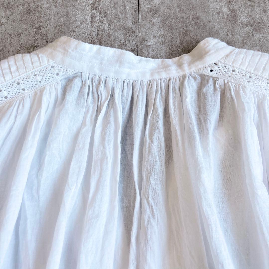 定価2万　未使用級⭐️ヌキテパ コットンボイル レースブラウス　白　Fサイズ