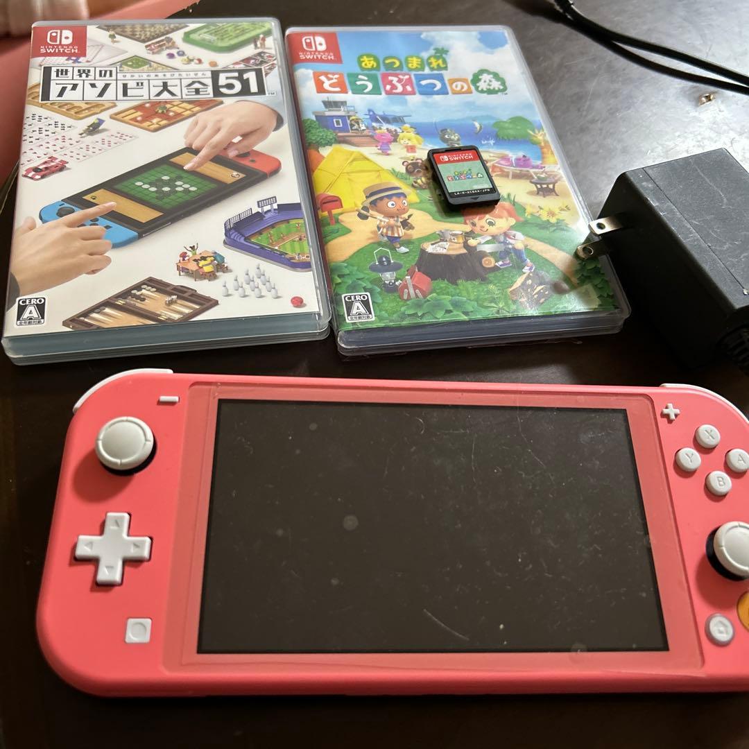 Nintendo Switch Lite ピンク リーフ柄 ゲームソフト2本付き