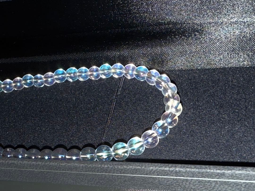 チタン水晶ネックレス(5mm玉) 40cm(+5cmアジャスター)