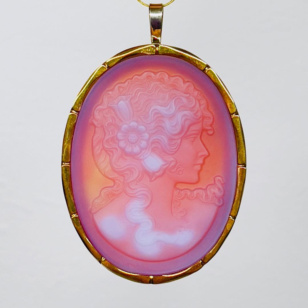 メノウカメオK18ペンダントとブローチ2way