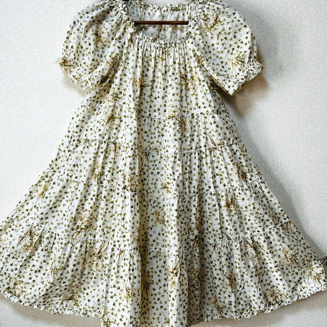 ピンクハウス　綿ローン　チュニック　ピコフリル　四葉のクローバー【訳あり】P49