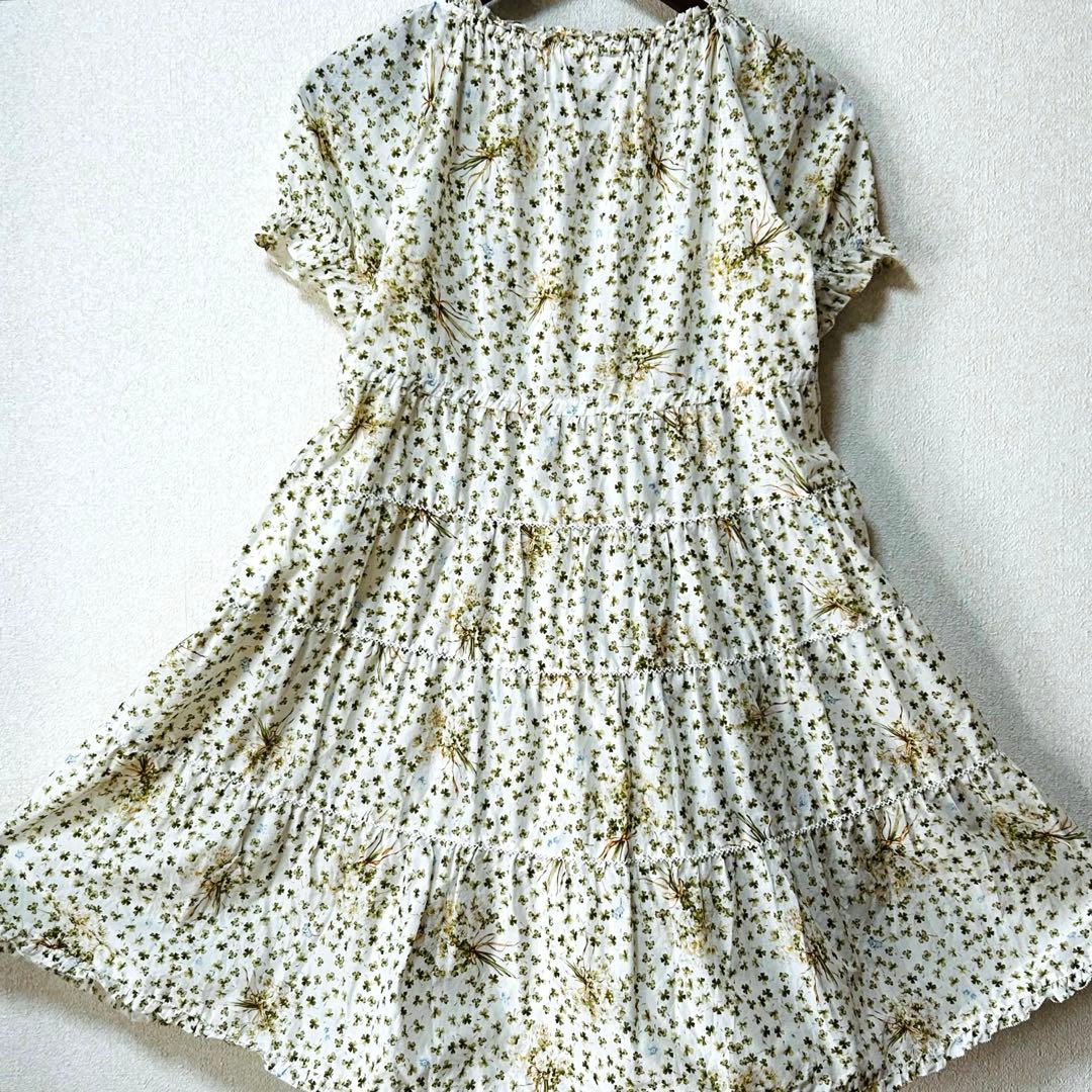 ピンクハウス　綿ローン　チュニック　ピコフリル　四葉のクローバー【訳あり】P49