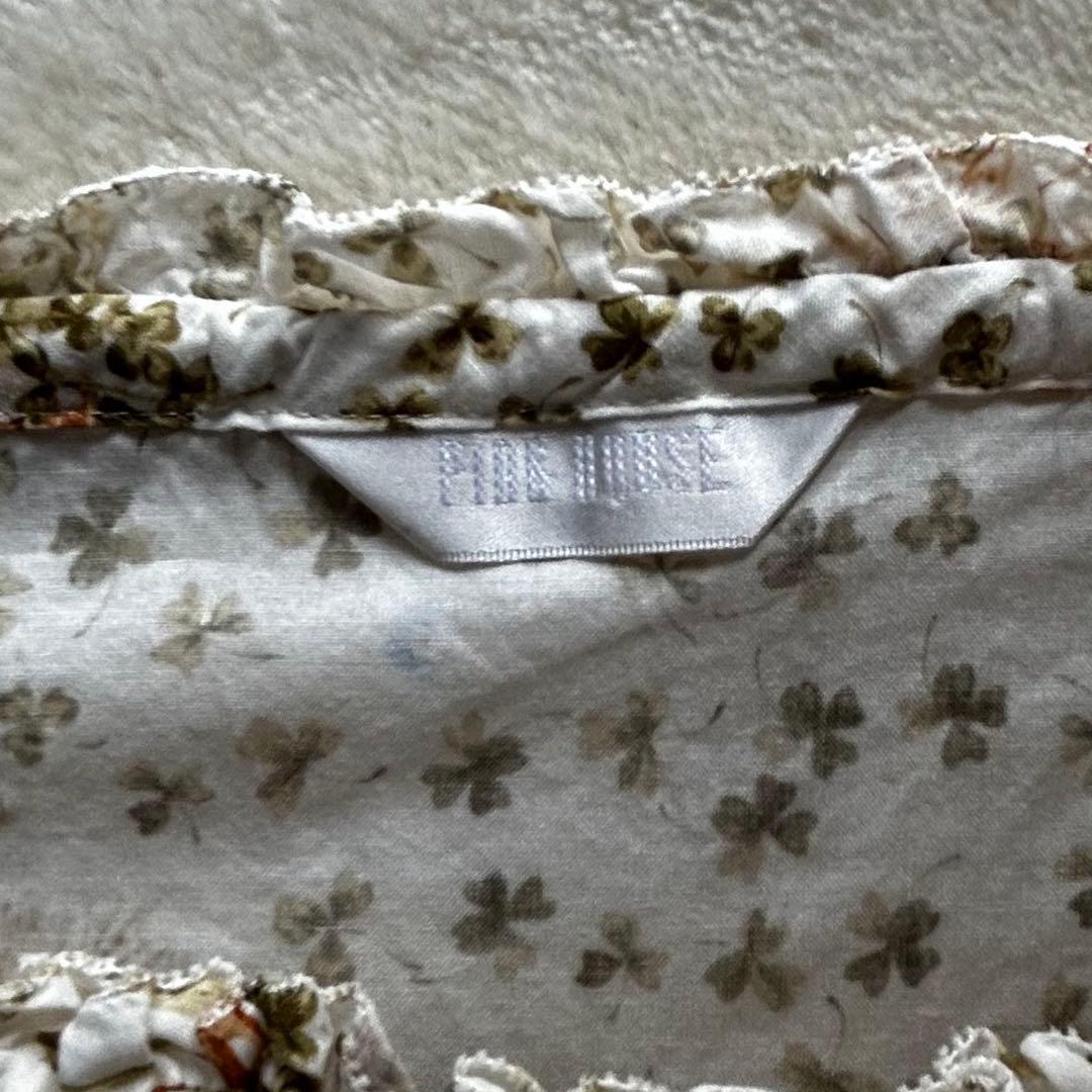 ピンクハウス　綿ローン　チュニック　ピコフリル　四葉のクローバー【訳あり】P49