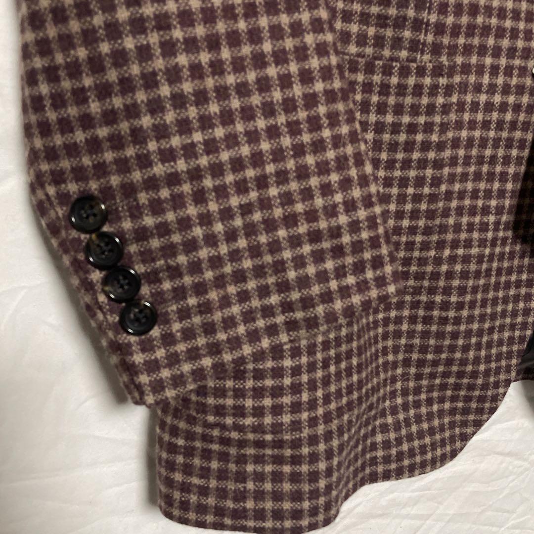 新品定価75,900円【ダーバン】日本製アルパカ混ウールチェック2Bジャケット