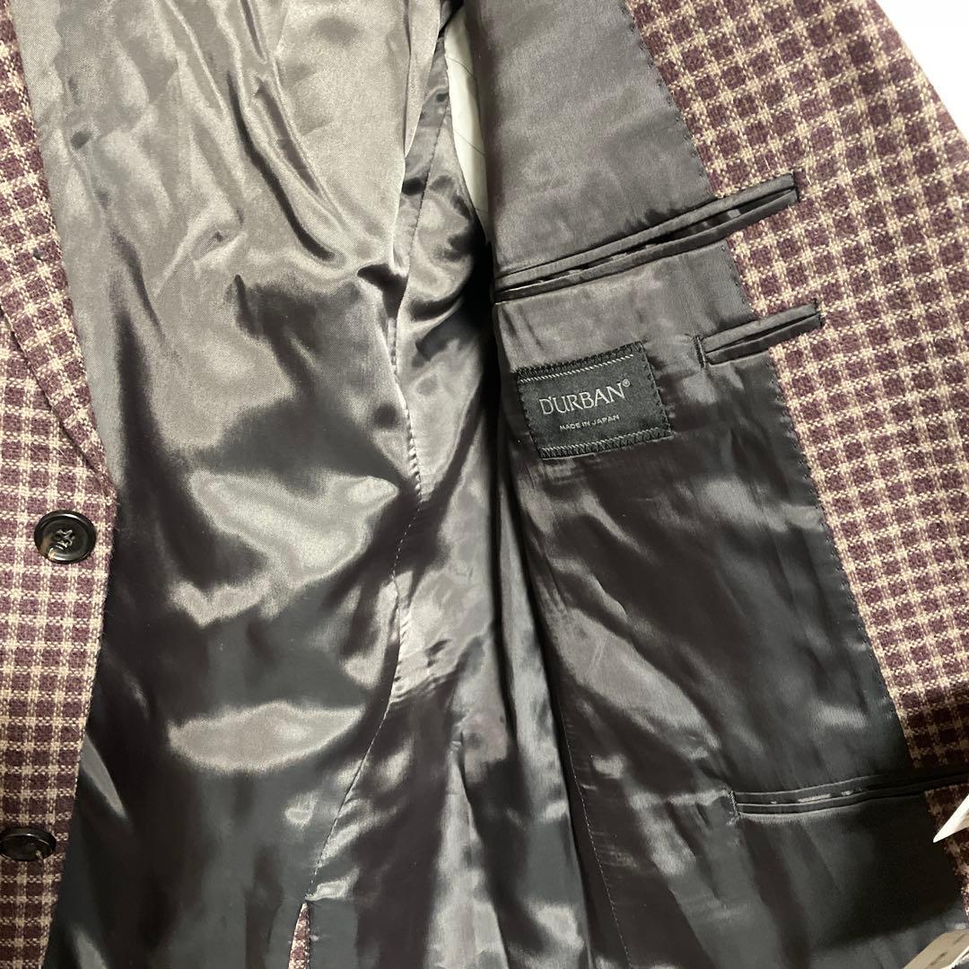 新品定価75,900円【ダーバン】日本製アルパカ混ウールチェック2Bジャケット