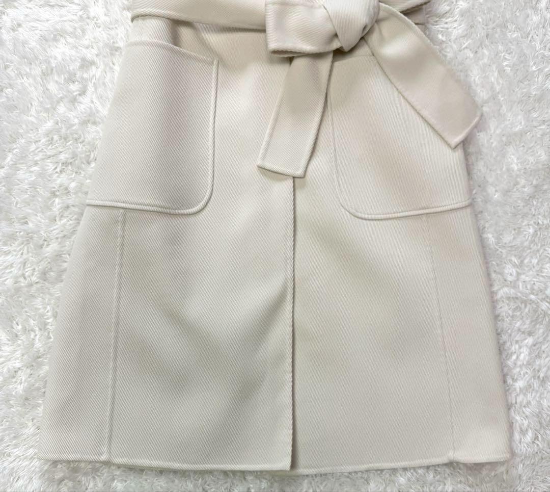 アナイ 23AW カルゼリバーベルトクルージレ ロング ベスト ベルト付 白 M