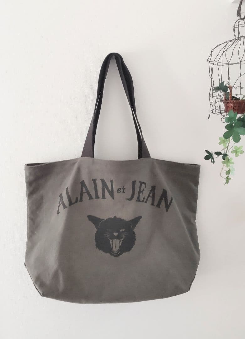 ALAIN et JEAN 猫デザイン バッグ グレー