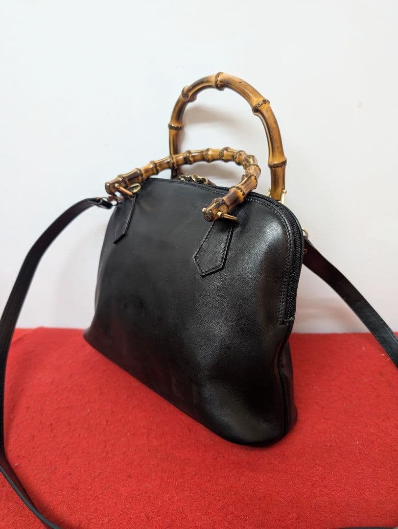 美品 極希少！Gucci バンブー レザーミニハンドバッグ ショルダーバッグ廃盤