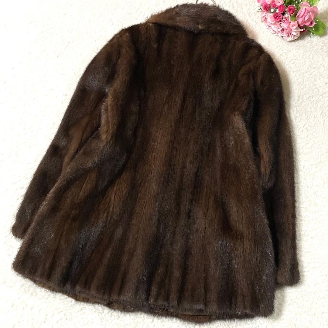 デミバフミンク 本毛皮 コート リアルファー サイズL相当 毛並み◎