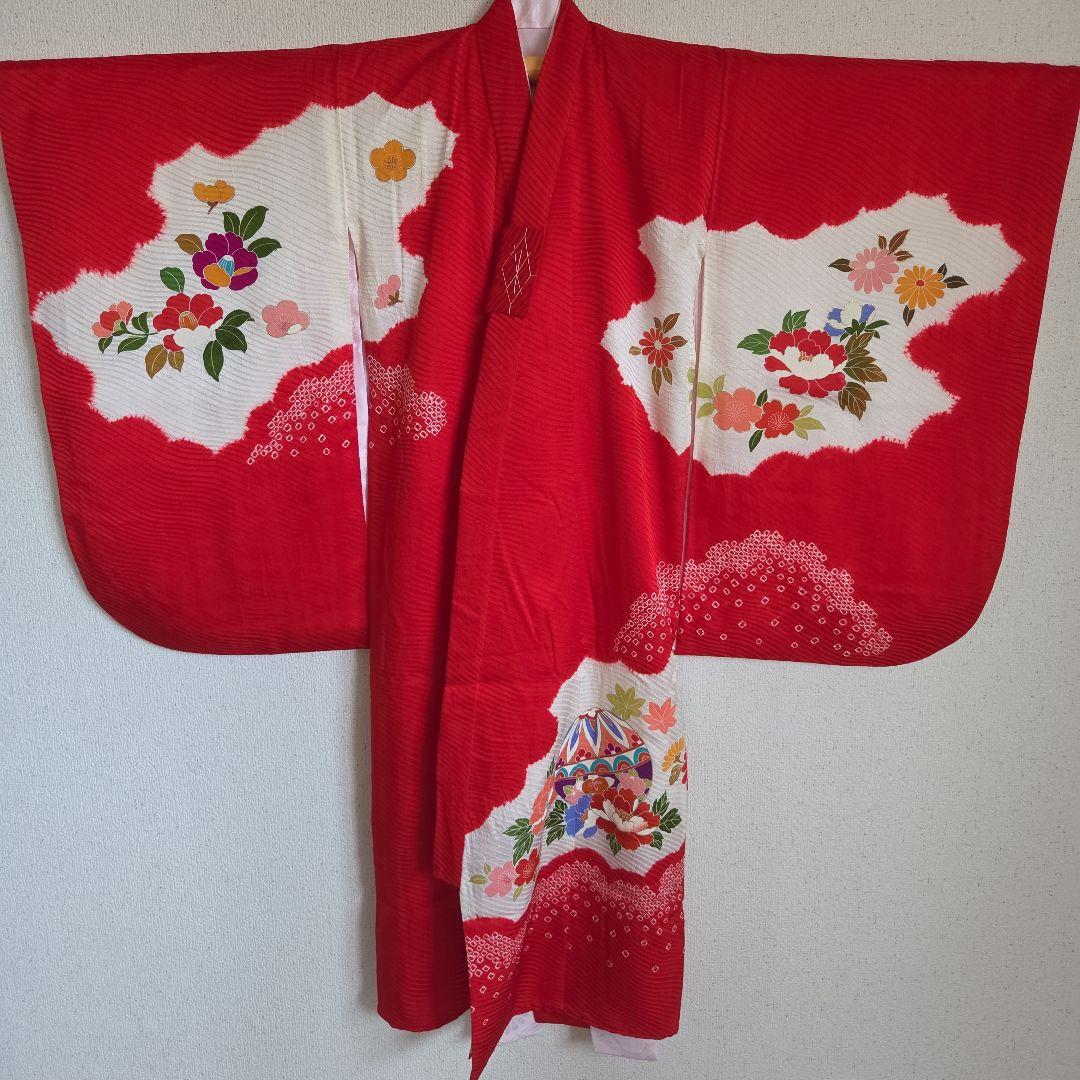 No96　正絹　女の子お祝い着物　産着　長襦袢付き　七五三