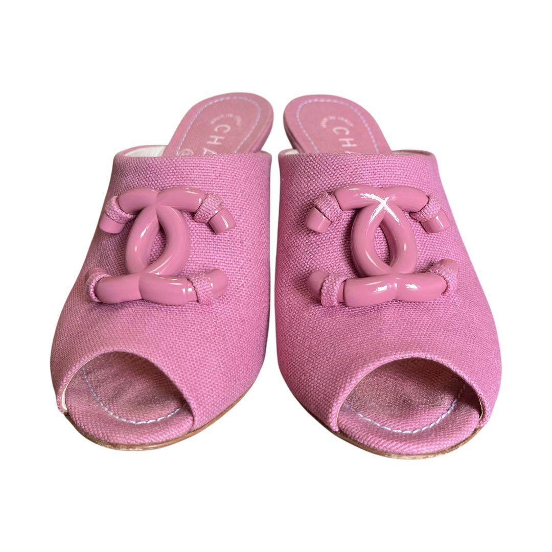 【極美品★付属品付】CHANEL ココマーク ミュール サンダル ピンク