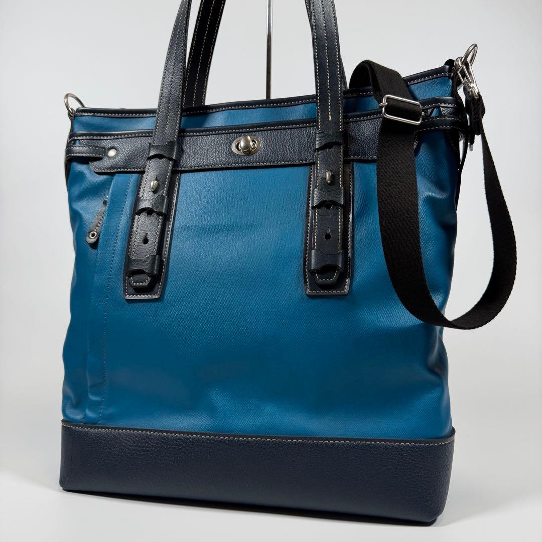 【極美品】豊岡鞄　craftsmanship ビジネスバッグ　2way ブルー系