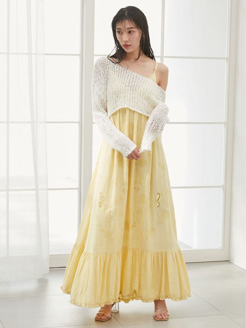 SNIDEL フラワーエンブロイダリーマキシワンピース