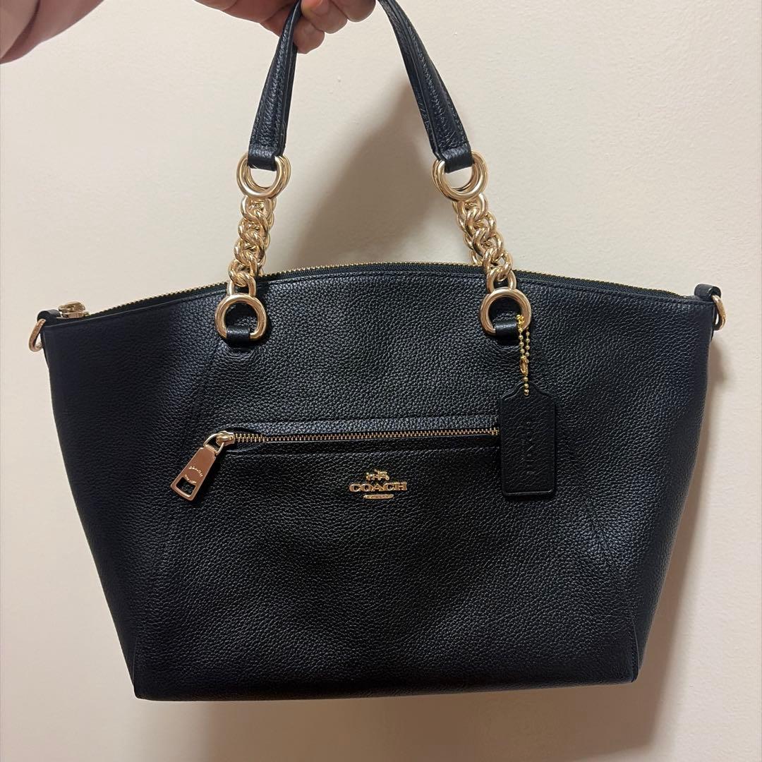 新品COACH 黒 レザー ハンドバッグ