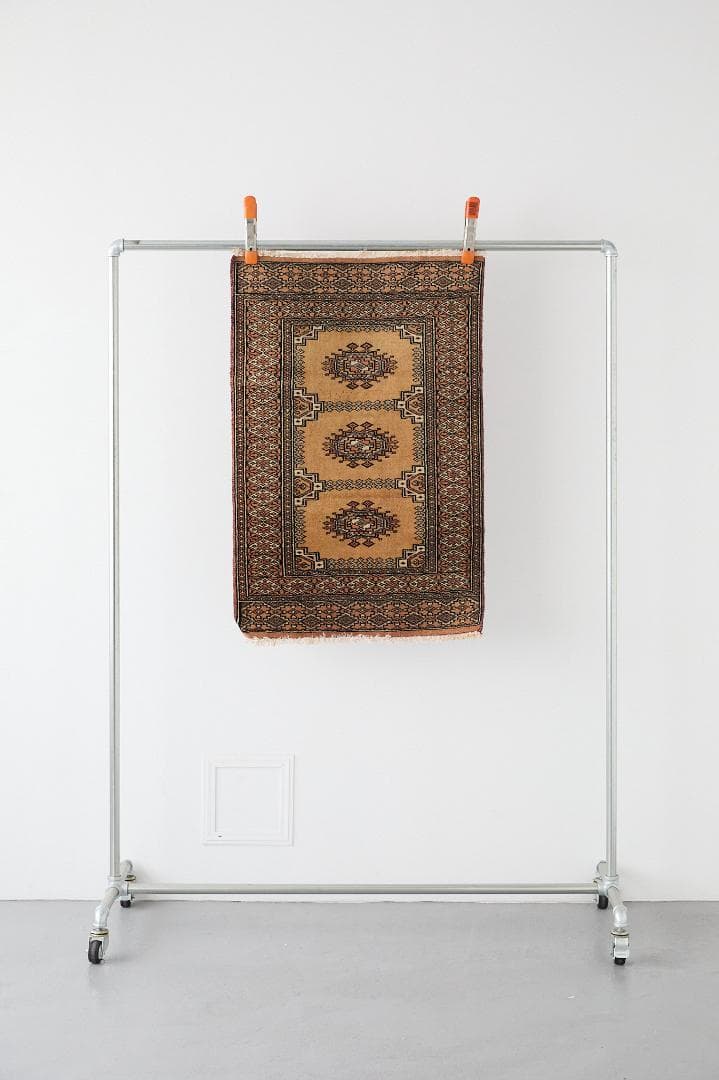 ヴィンテージラグ　トライバルラグ　パキスタン産（93×60cm）アース　黃　茶