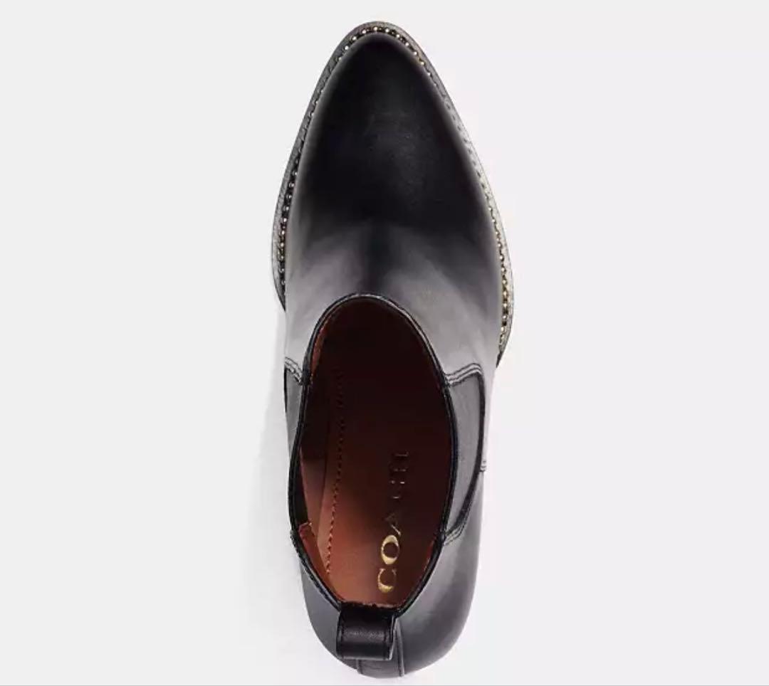 【COACH】新品ショートブーツ ピアス ブーティー ブラック 黒5.5C/23