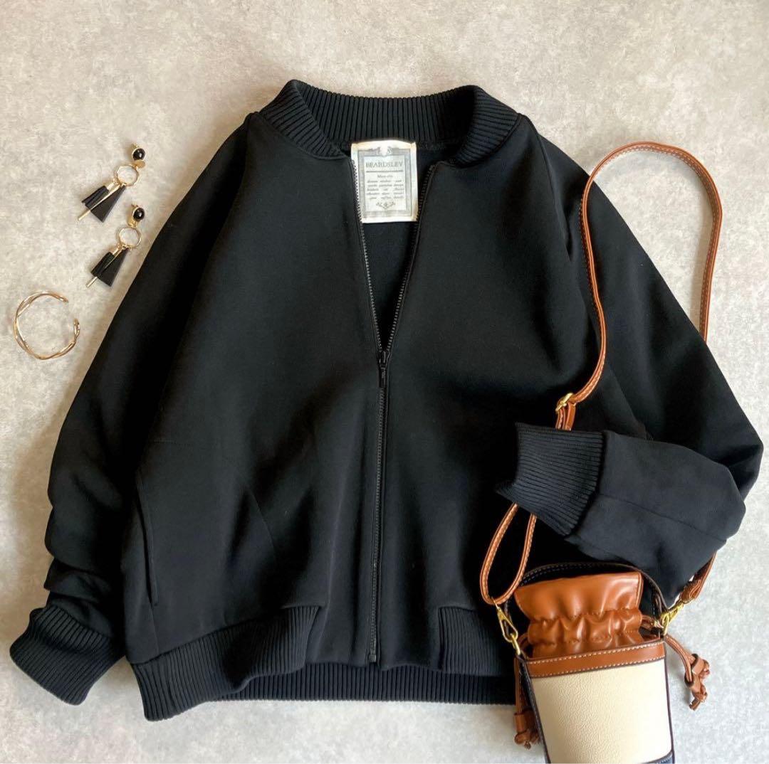 定価44000円 ビアズリー ZIPニットブルゾン ショートジャケット 黒