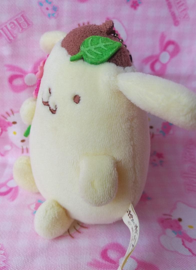 ポムポムプリン　ぬいぐるみ　マスコット　キーホルダー　お花　葉っぱ　レトロ