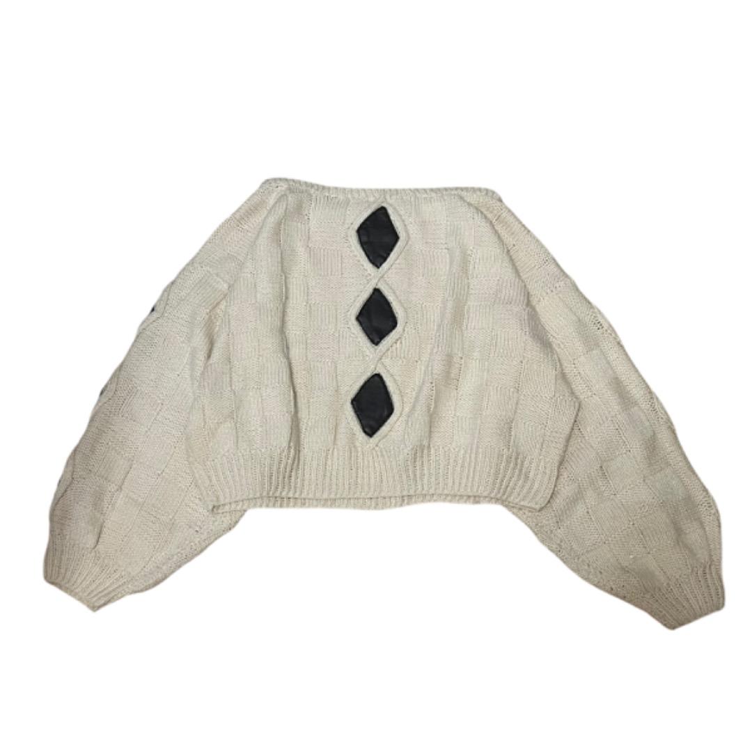 【良シルエット】90s レザードッキング デザイン boxy ニット