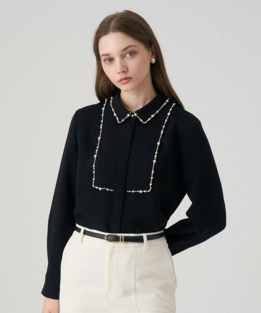 ANAYI 現行品 ダブルクロスパール ブラウス